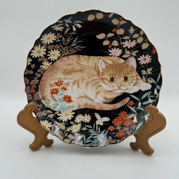 Vintage Takahashi Miniature Cat Plates By CATHY Hand painted 1984 - Picture 1 of 9